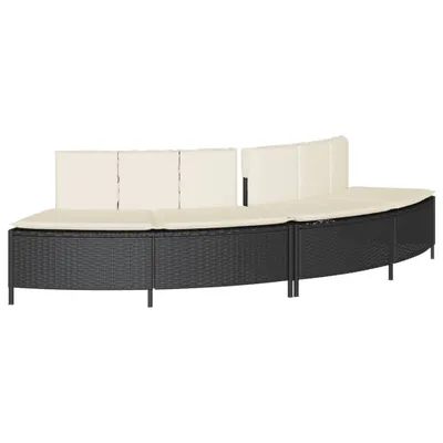 Produktbild von vidaXL Whirlpool-Bänke mit Auflagen 2 Stk. Schwarz Poly Rattan