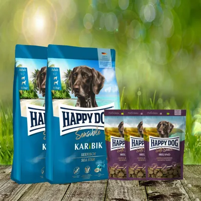 Produktbild von Happy Dog Sensible Karibik 2 x 11 kg + Happy Dog Soft Snack Ireland 3 x 100 g