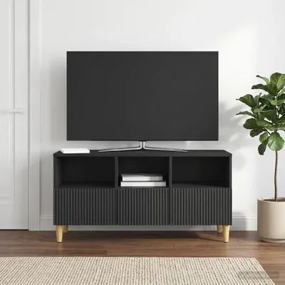 Zdjęcie produktu dla Szafka pod telewizor vidaXL, czarna, 102 x 34,5 x 50 cm, materiał drewnopochodny