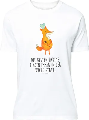 Produktbild von Mr. & Mrs. Panda T-Shirt Fuchs Koch - Weiß - Geschenk, Bäcker, Kochlöffel, Tshirt, Hunger, S, Chefkoch, Kurzarm, Hungrig, Geburtstag, mit Spruch, Shirt