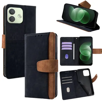 Image de Étui de protection rabattable pour téléphone Xiaomi Redmi Note 17 4G / 5G, en simili cuir, design à deux couleurs