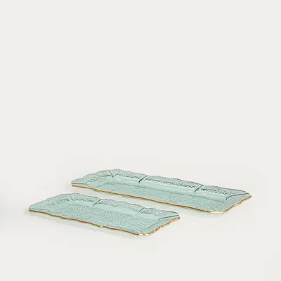 Zdjęcie produktu dla HOMLA Zestaw półmisków NIVELLE ze złotym rantem 28x15x1 cm