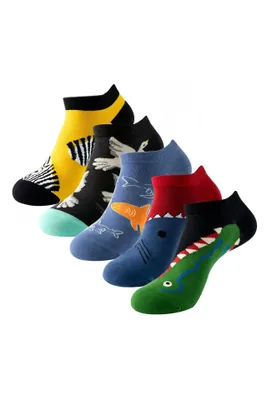 Obrázek produktu pro ASKSA 5 párů Funny Sneaker ponožky ženy muži 36-44 bavlněné barevné ponožky krátké příležitostné Fancy Funny,černá