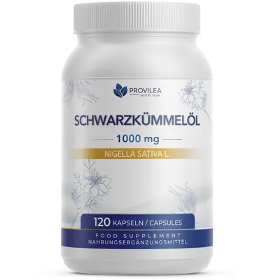 Produktbild von Provilea Schwarzkümmelöl Kapseln | 1000mg pro Tagesdosis | für die tägliche Balance | 120 Kapseln