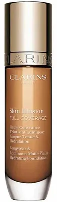 Produktbild von Clarins Skin Illusion Full Coverage, Pumpenflasche, Flüssigkeit, Jeder Hauttyp, Aufhellend, Feuchtigkeitsspendend, Mattierend, Klärend, Dunkle Haut, Neutral