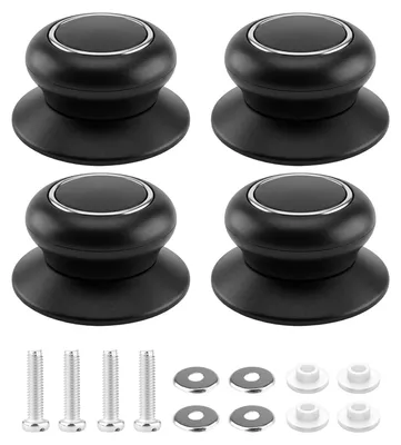 4er-Set Topfdeckelgriffe aus Bakelit, hitzebeständig, schwarz