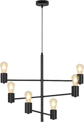Produktbild von ZMH Pendelleuchte Schwarz Vintage Kronleuchter Esstisch Hängelampe 6 Flammig  E27 Hängeleuchte Metall Industrial Hängend Wohnzimmer Esszimmer Flur
