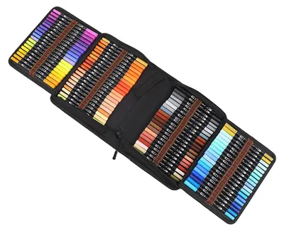 Obrázek produktu pro Sada dvojitých štětců, fixy 120 barev, silné a tenké štětce pro děti, dospělé, bullet journal pera, ruční písmo, manga, mandala, omalovánky, štětcové hroty a jemné linerky