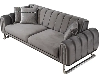 Produktbild von Villa Möbel Sofa Wave Dunkelgrau 2-Sitzer Relax- und Bettfunktion, pflegeleichter Mikrofaser Samtstoff, inkl. Kissen