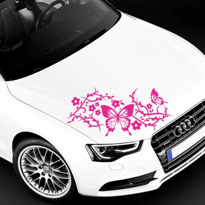 Produktbild von Aufkleber - Autoaufkleber "Butterfly Rankelement" 70cm x 31cm pink - Tuning Carystyling Heckscheibe Auto