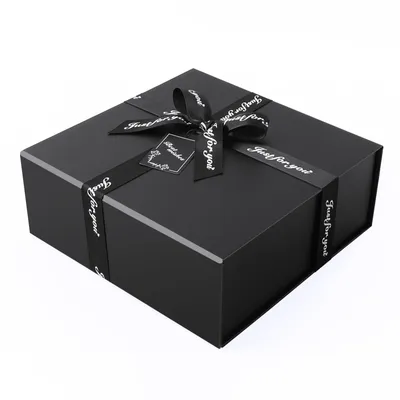 Produktbild von JiaWei Geschenkbox Faltschachtel mit Magnetverschluss für Weihnachten Hochzeit und alle anderen Anlässe und fürs Wohnheim mit Schleifenband, Seidenpapier und Grußkarte Schwarz S