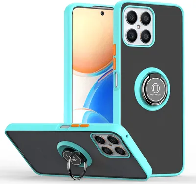 Produktbild von Honor X8 Hülle, Ring Halter Ständer Matte Transluzent TPU Rahmen Stoßfest Schutzhülle für Honor X8 Hellblau