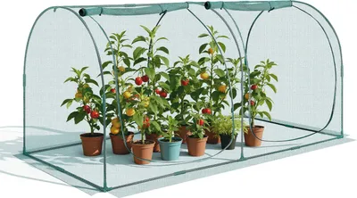 Immagine prodotto di VEVOR Tenda protettiva per piante, rete protettiva per piante 2489x1200x1200 mm, porta con cerniera, resistente al vento, gabbia per piante, serra per aiuole rialzate all'aperto, giardino, terrazza