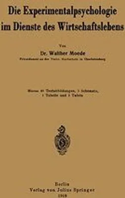 Produktbild von Die Experimentalpsychologie im Dienste des Wirtschaftslebens