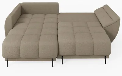 Produktbild von Ecksofa LEGRO Links Grau Bouclé-Stoff L-Form Couch mit Schlaffunktion & Bettkasten