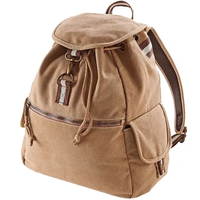 Produktbild von Quadra Vintage Segeltuch Rucksack - 18 Liter (2 Stück/Packung) BC4191 (Einheitsgröße) (Sahara)