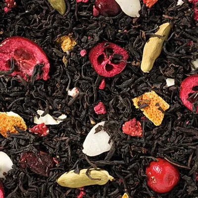 Produktbild von 1 kg Schwarzteemischung Santa Berry (Himbeer/Cranberry) aromatisiert