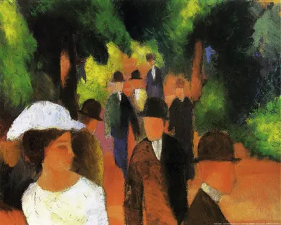 Obrázek produktu pro August Macke Art Print Obraz - Promenáda s bílou dívkou v polopostavě, 1914 (50 x 40 cm)