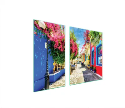 Immagine prodotto di Piastre copri fornelli 2 pezzi 90x52 Vetroceramica copri piano cottura vetro tagliere city colorato