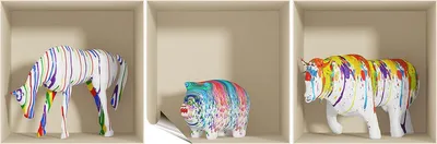 Image de Autocollants à effet 3D, motifs artistiques d'animaux, 30 x 90 cm