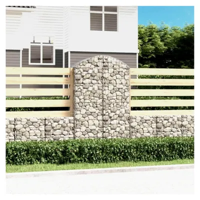 Produktbild von Gabione mit Hochbogen 100x50x160/180cm Silber, verzinktes Eisen, Gabionensteinkorb, Zaun für den Garten, Gabionenkörbe, Mauersteine für die Gartenmauer, Steingabione Drahtkorb, Gabionengitter, Steinkörbe