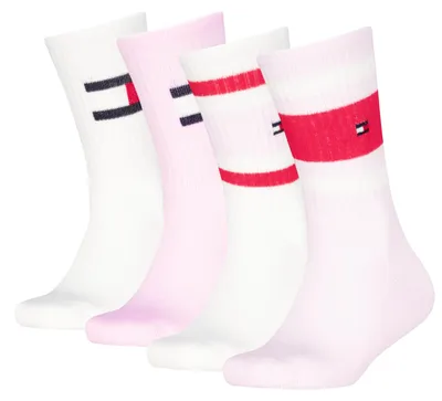 Productafbeelding van Tommy Hilfiger TH KIDS sokken, 4-pack, sportief design met strepen en vlag, gemaakt van duurzame materialen