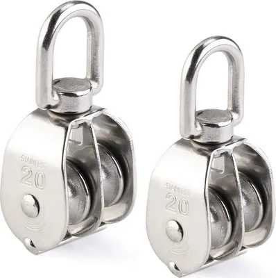 Produktbild von Doppelte Umlenkrolle, 2 Stück, schwenkbare Doppel-Umlenkrolle aus Edelstahl 304