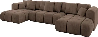 Produktbild von ALTDECOR Ecksofa in U-Form mit Schlaffunktion und Bettkasten CLOUD-U-v1 405x185x90 Braun - Corner Sofa Bett Eckcouch Couch L-Form Schlafcouch Ausziehbar Wohnlandschaft Schlafsofa Cauchsofa