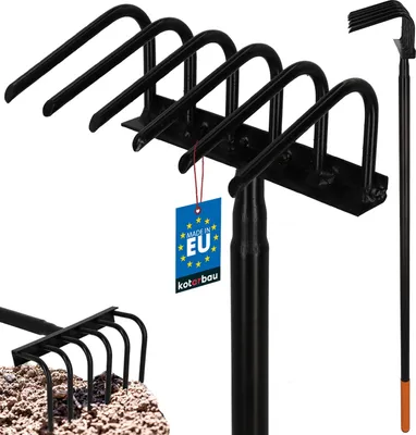 Produktbild von KOTARBAU® Gartenhacke 6-Zinkige mit Stiel 120 cm Hacke zum Unkrautjäten aus Stahl Gartenkralle zur Bodenlockerung Harke für Garten Gartenwerkzeug Auflockern und Belüften mit Krallen Blumenrechen