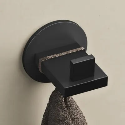 Produktbild von doporro 1 Stück Garderobenhaken Edelstahl, Kleiderhaken Wand Haken, selbstklebend & ohne Bohren Matt schwarz für Jacken, Handtücher Stalo-08