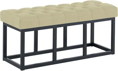 Produktbild von CLP Sitzbank Amun Stoff mit schwarzem Metallgestell pulverbeschichtet gepolstert | Farbe taupe Größe 100 cm