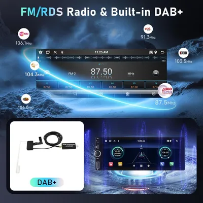 Zdjęcie produktu dla Radio samochodowe 1 DIN z CarPlay, 2G+64G, 6,86-calowy ekran dotykowy, obsługa DAB+, Bluetooth/FM/RDS/nawigacji/sterowania z kierownicy/Wi-Fi, radio samochodowe z systemem Android