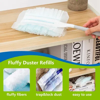 Produktbild von 60 Stück Ersatztücher passend für Swiffer Staubmagnet – Kompatible Staubfangtücher - Mit Griff - zum Abstauben von Elektronikgeräten, Möbeln - Blau