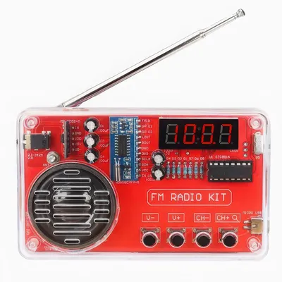 Produktbild von FM Radio Bausatz, tragbares UKW Lötprojekt 87–108 MHz mit LED-Display, Auto-Sendersuche & Kopfhöreranschluss, Lernset für Schule