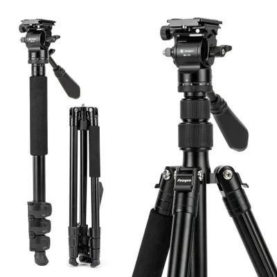 Produktbild von Fotopro 200 cm Video Stativ, Aluminium Reisestativ & Einbeinstativ mit 360° Fluidkopf, Profi-Kamerastativ für DSLR, max. Belastung 3 kg
