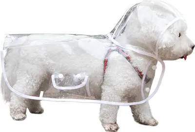 Produktbild von Regenmantel fš¹r Hunde, Wasserdicht Hund Regen Poncho Hoodie, Hunderegenmantel,Verstellbar und Leicht zu Tragen, Regen- und Winddicht, fš¹r Kleine Mittelgro?e Hundekatzen (Wei?,M)