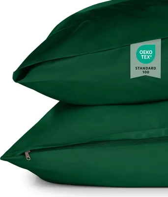 Produktbild von Blumtal Kissenbezug 50x70 cm im 2er Set weich -  50x70 cm - Pillow Case 50x70 cm - 50x70 cm Kopfkissenbezug waschbar - Kissenbezug 50x70 cm Dunkelgrün