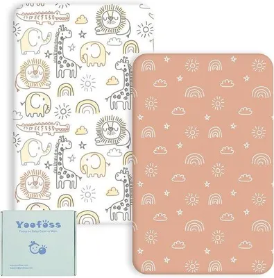 Productafbeelding van Famanu Baby-beschermlaken voor babybedden, ademend - 2 stuks, geschikt voor matrassen van (50 x 89 cm, 50 x 90 cm, 55 x 90 cm)