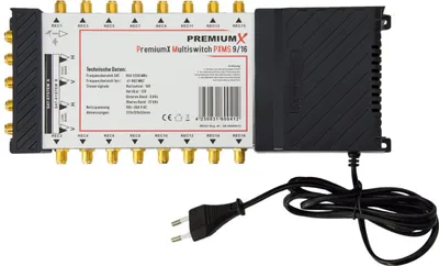 Produktbild von PremiumX PXMS 9/16 Multischalter mit Netzteil Multiswitch 2 SAT für 16 Teilnehmer