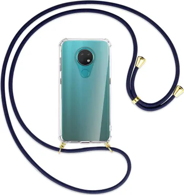 Produktbild von Handykette Backcover-Schutzhülle mit Band (Metall goldfarben) für Nokia 6.2 / 7.2 - dunkelblau
