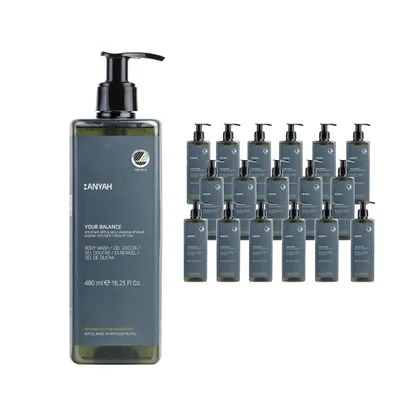 Produktbild von ANYAH Duschgel 18 × 480 ml – Für trockene & sensible Haut, vegan, feuchtigkeitsspendend, ecolabel - nicht nachfüllbar