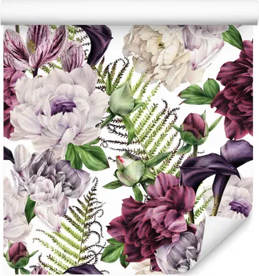 Produktbild von 10m VLIES TAPETE Rolle Blumen Pfingstrosen XXL
