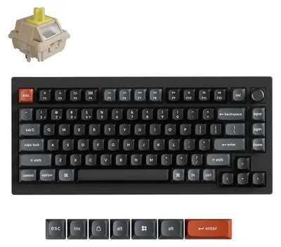 Produktbild von Keychron V1 Ultra 8K Kabellose Mechanische Tastatur, Programmierbar, RGB, QWERTY US - Silk POM Switch Banana