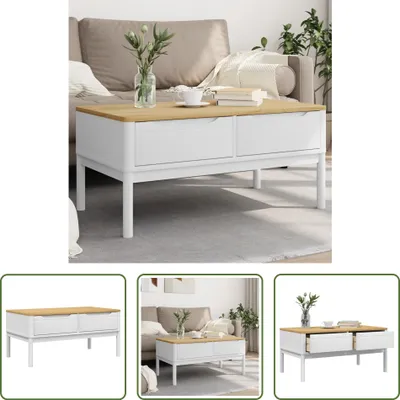 Produktbild von The Living Store Couchtisch FLORO Weiß 99x55,5x45 cm Massivholz Kiefer