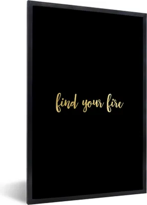 Produktbild von MuchoWow® Gerahmtes Poster Feuer - Gold - Schwarz 60x90 cm - Poster mit Schwarzem Bilderrahmen Wandposter Rahmen Foto Bilder - Kunst