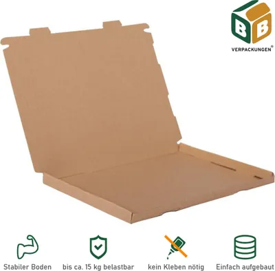 Produktbild von 300 x Großbriefkarton (350 x 250 x 20 mm) braun DIN A4 Verpackung Versand Karton Faltkarton Faltschachtel Maxibrief BB-Verpackungen