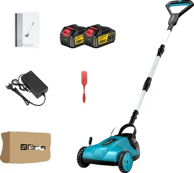 Obrázek produktu pro Elektrická sekačka na trávu, akumulátorová strunová sekačka, nastavitelná výška, 2 baterie