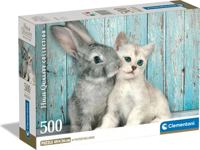 Obrázek produktu pro Clementoni High Quality Collection Cat & Bunny, 500 kusů, Zvířata, 18 rok/roky