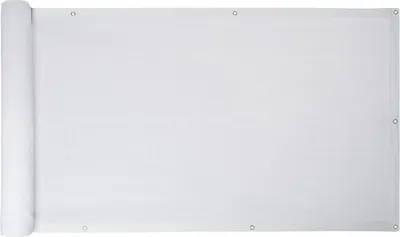 A rolled-up white privacy screen or banner is shown on a white background.