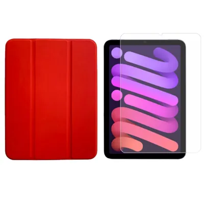 Obrázok produktu pre sada 2v1 pre tablet Apple iPad Mini 6 2021 8,3 palca s ochranným krytom + ochranné sklo s krytom na automatické spanie/budenie